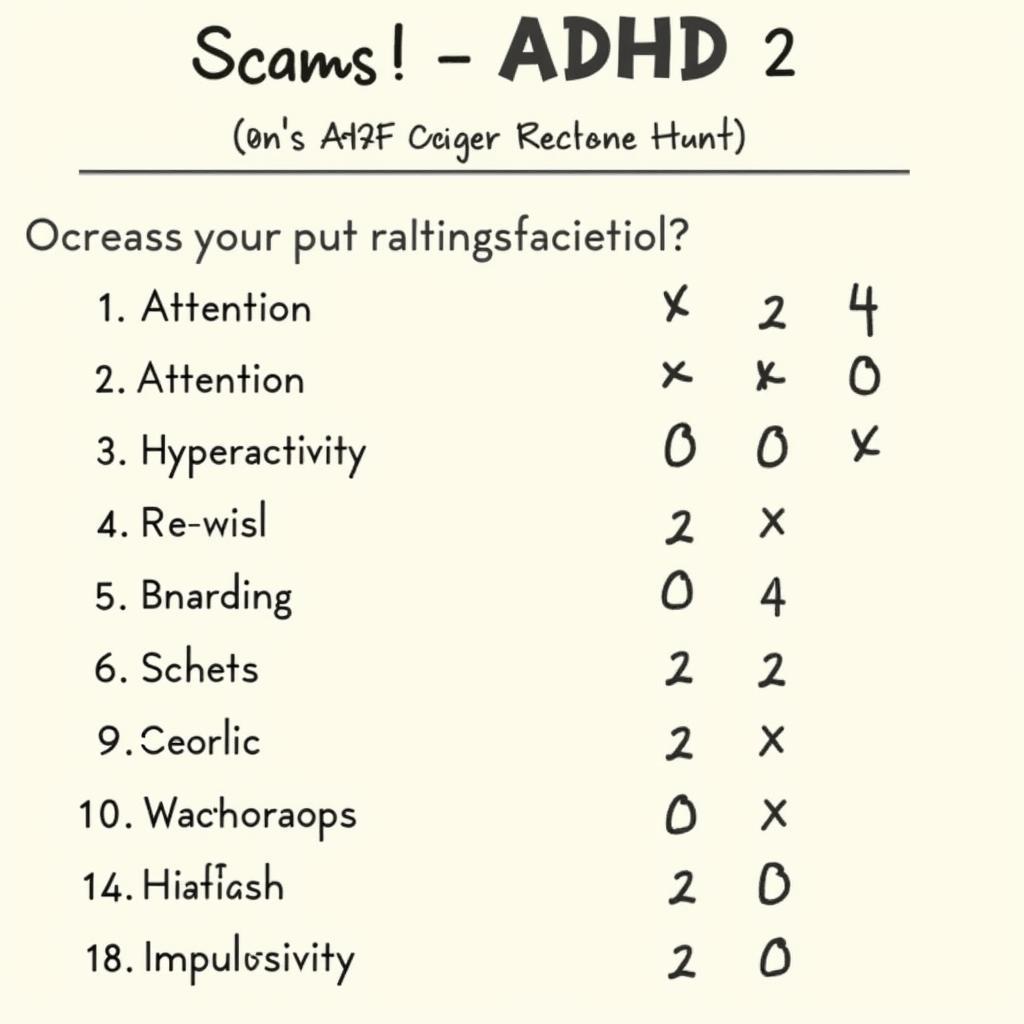 Example of an ADHD rating scale