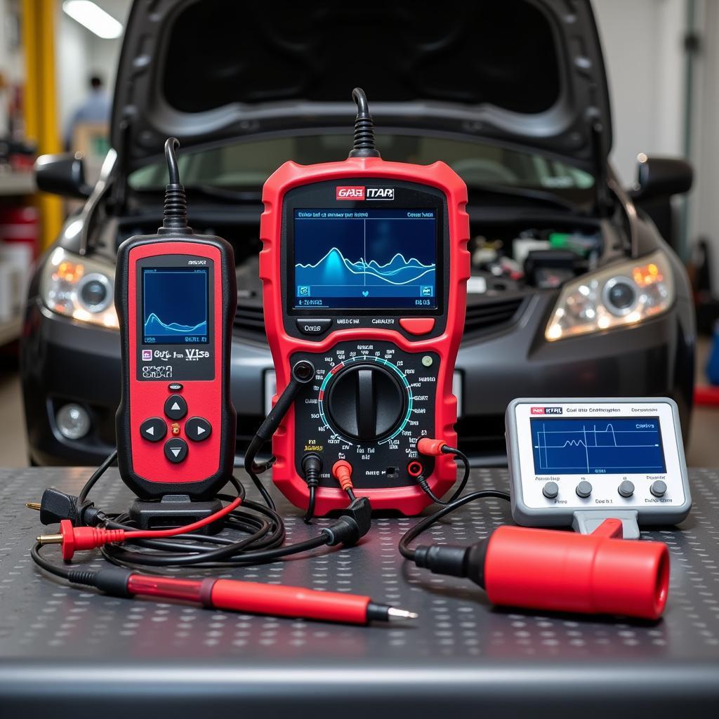 An array of advanced car diagnostic tools