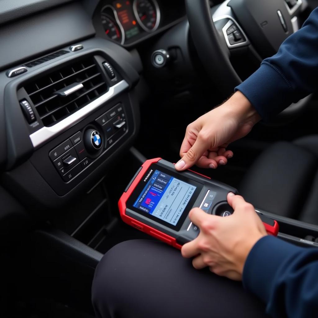 Mechanic Using Amazon Foxwell BMW Scanner