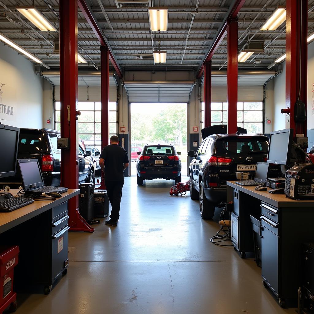 Interior of an auto repair shop in Asheville