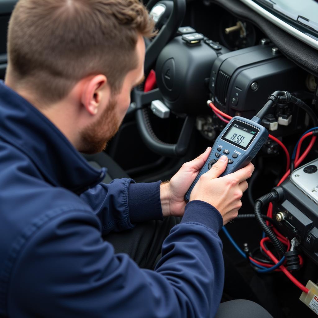 Auto Electrician Diagnosing Electrical Problem