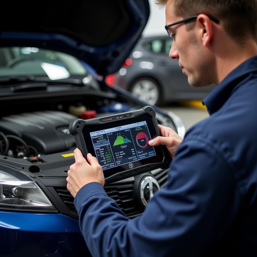 Technician Diagnosing Car with Dr. Foxwell