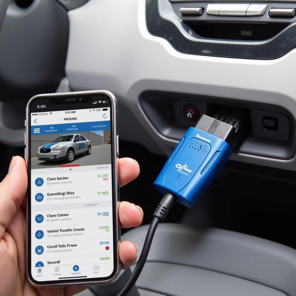 BlueDriver OBD2 Scanner Connected to a Smartphone