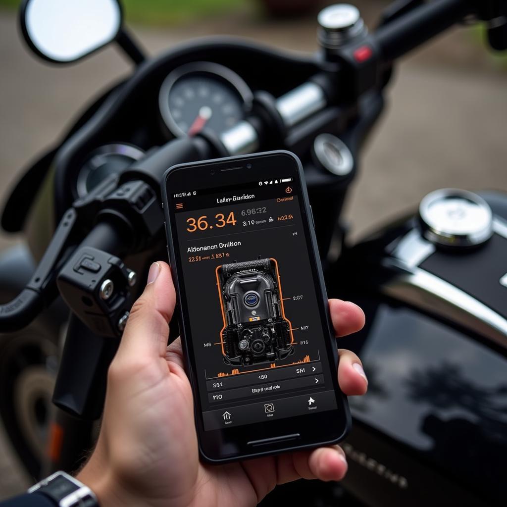 Smartphone Connected to a Harley Motorcycle via Bluetooth Adapter