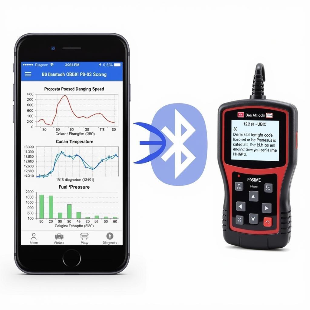 Bluetooth OBDII Scan Tool Displaying Data