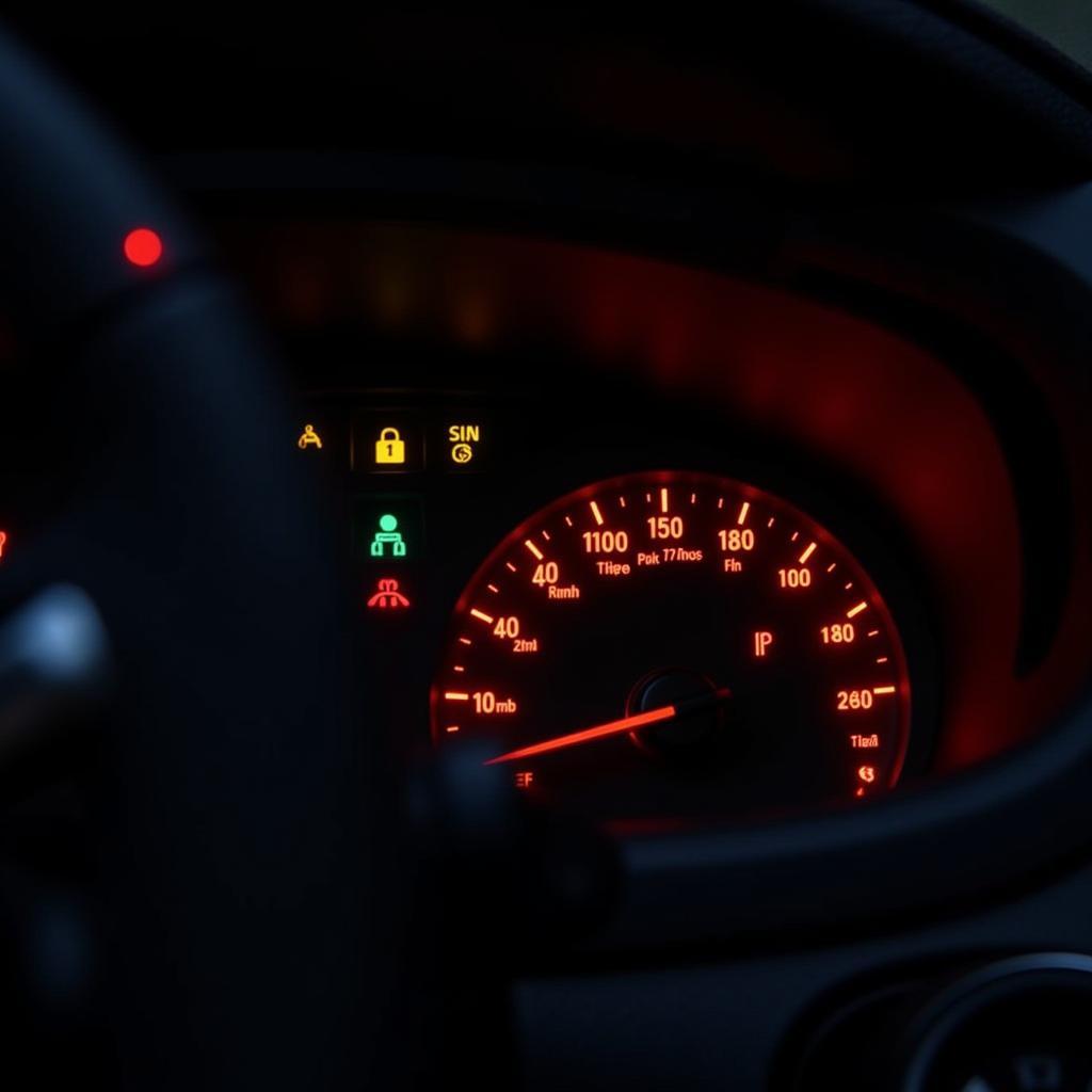 Car Dashboard with Warning Lights