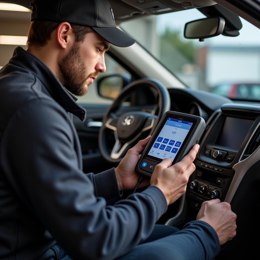 Car Owner Using Diagnostic Tool