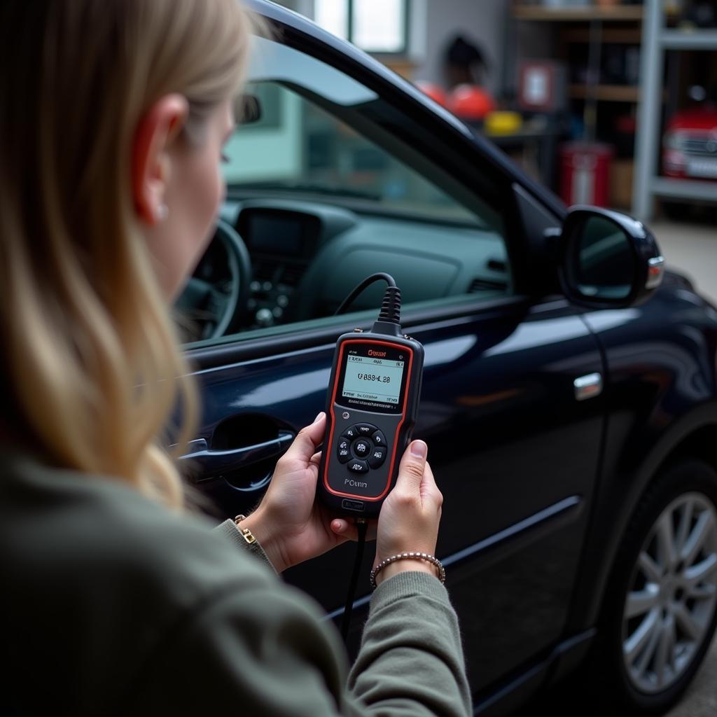 Car Owner Performing DIY Diagnostics