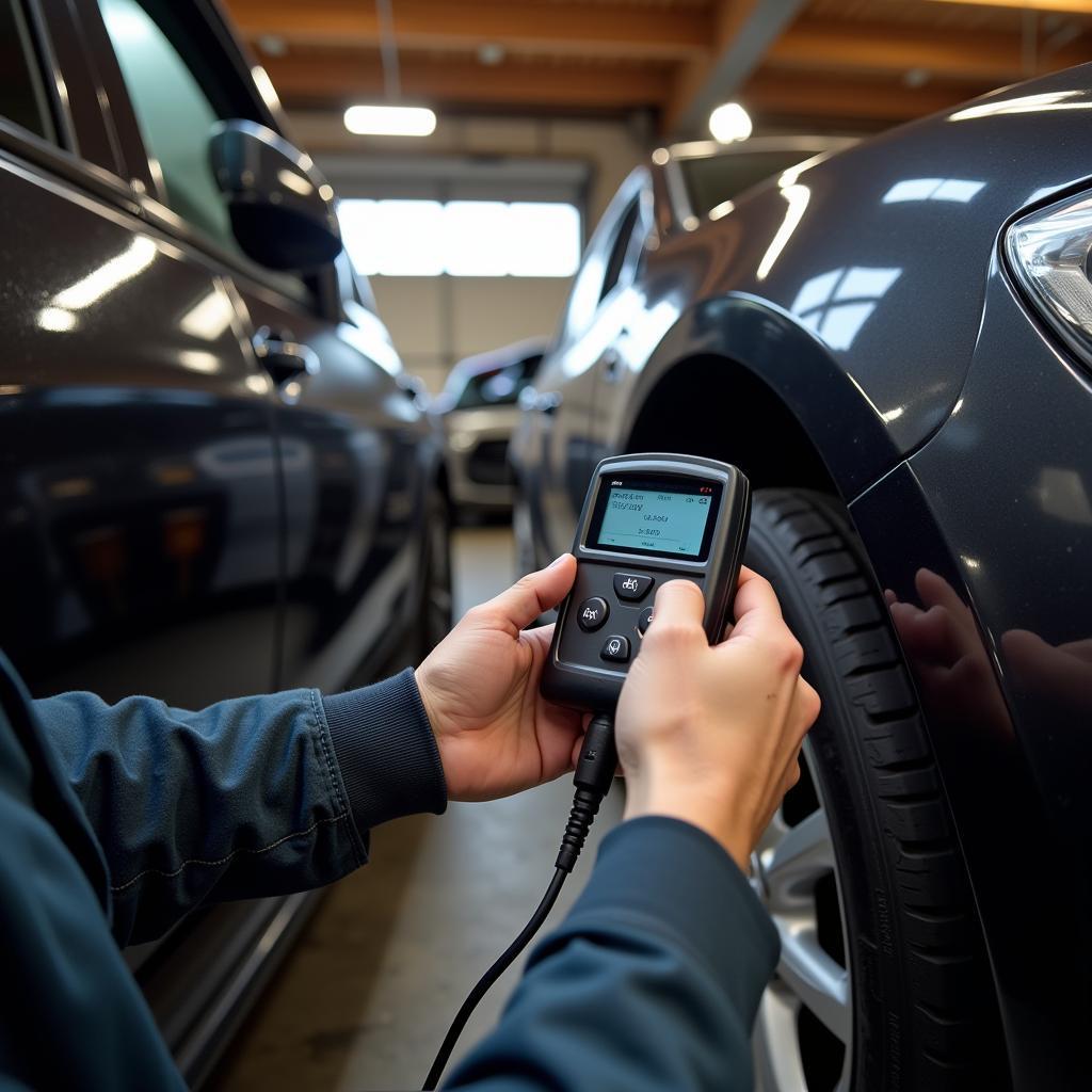 Car Owner Using OBD2 Scanner