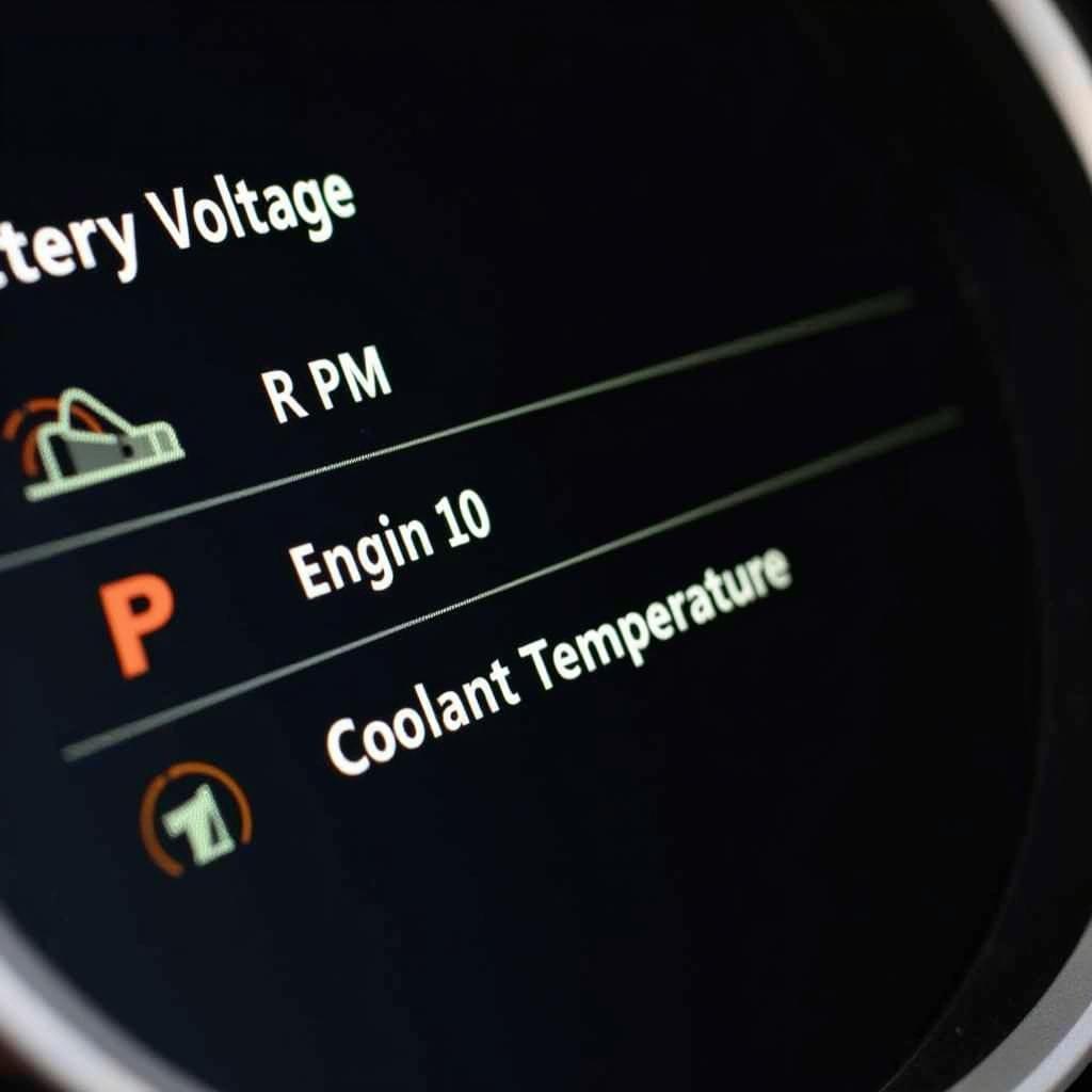 Car scanner app displaying voltage