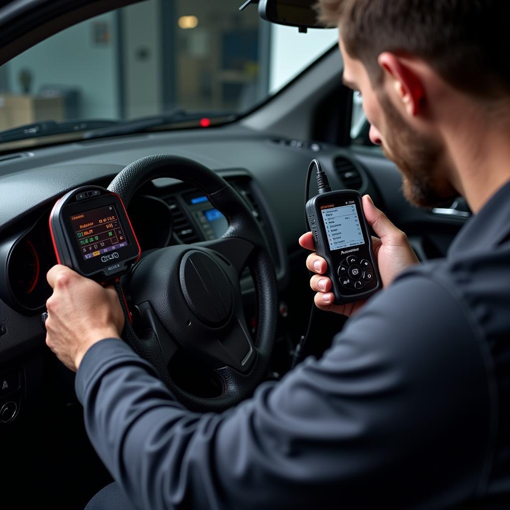 Mechanic Using a Car Scanner