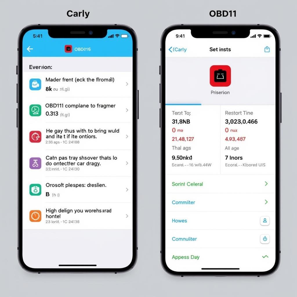 Carly App and OBD11 App Interface Comparison