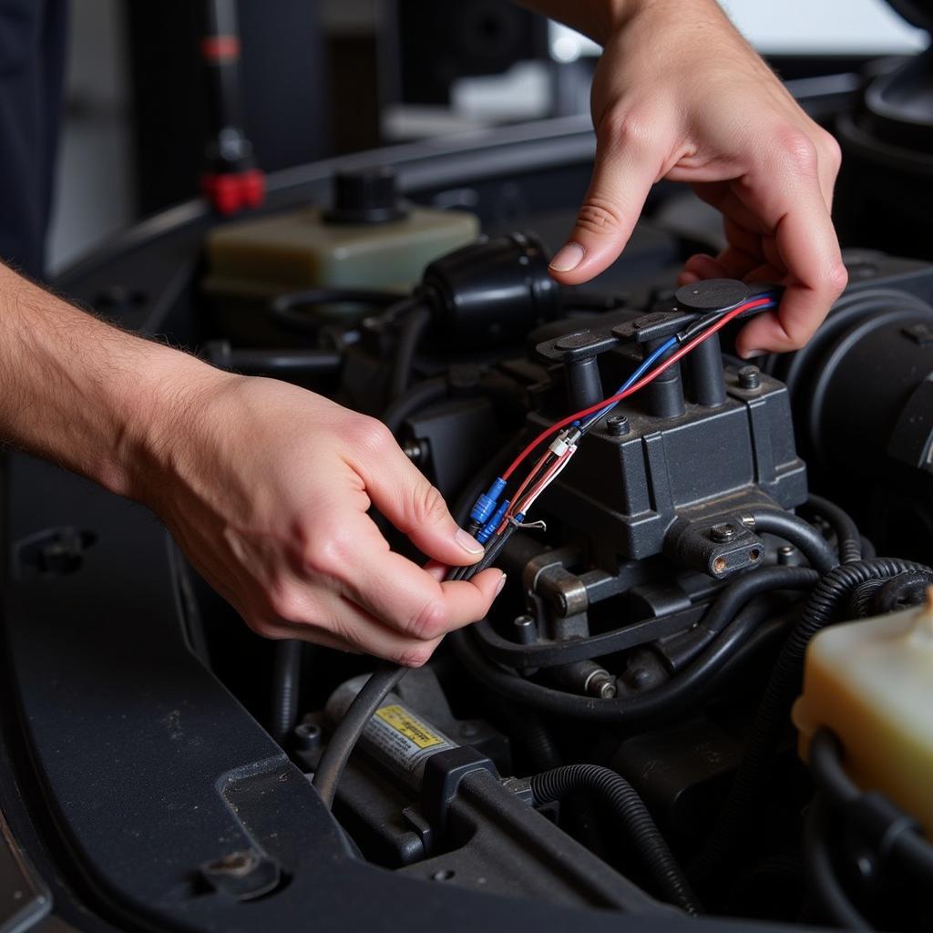 Mechanic Checking Car Wiring Harness