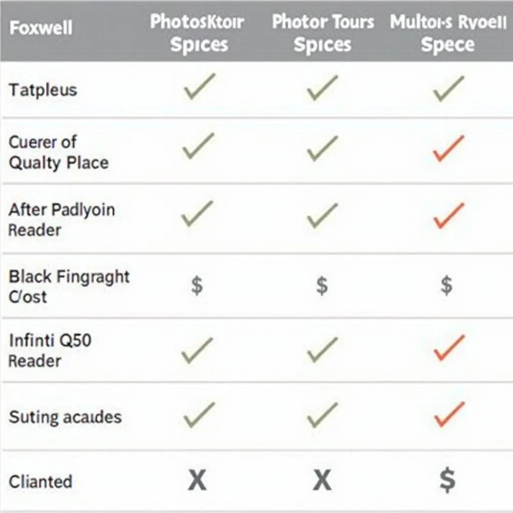 Comparison Chart of Foxwell Code Reader Models