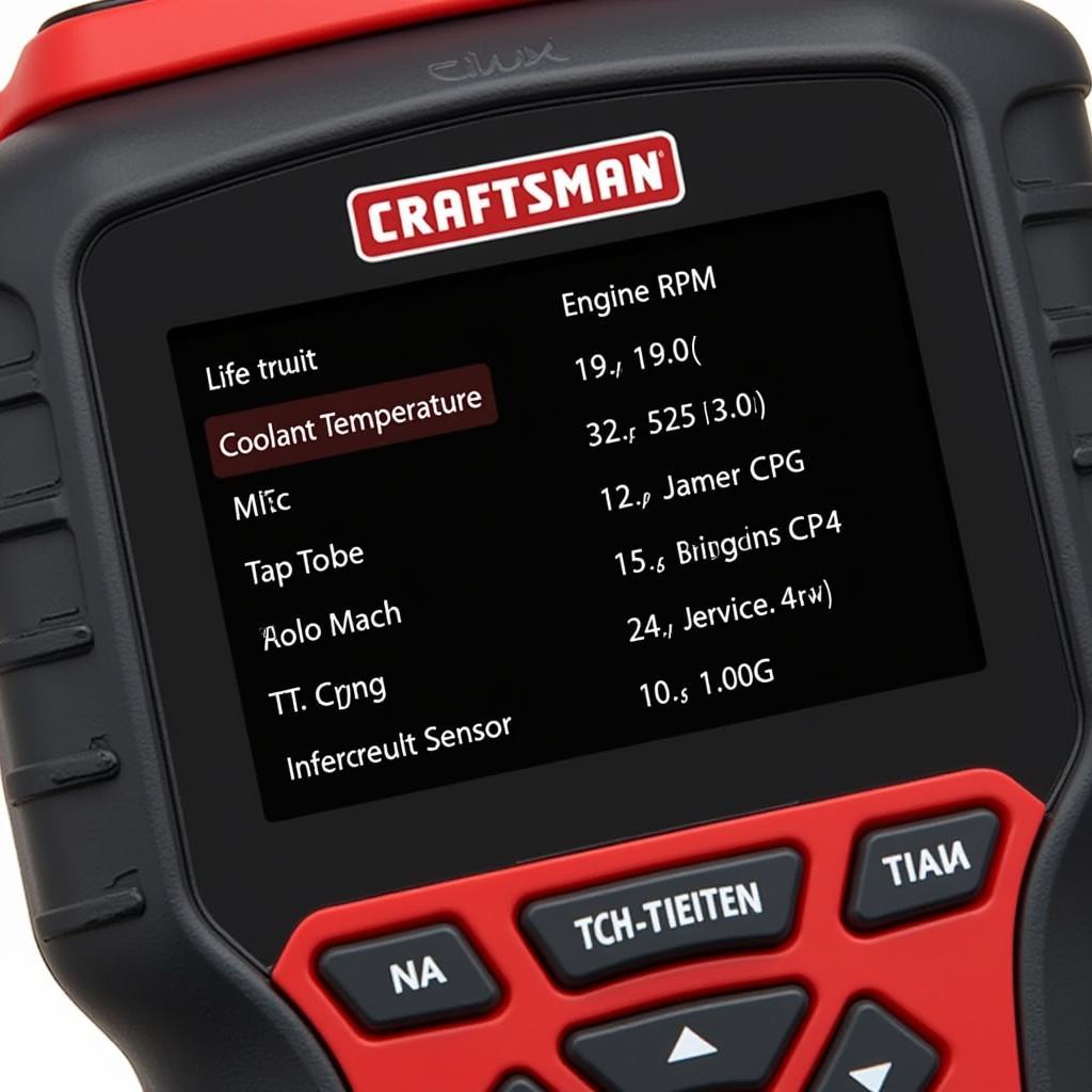 Craftsman OBD2 scanner displaying live data stream