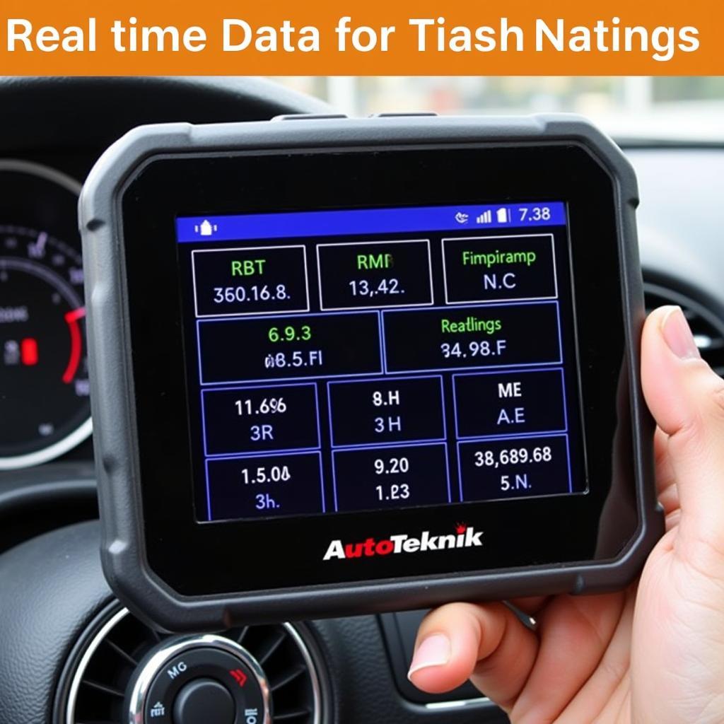 Auto teknik car diagnostic tool displaying engine data