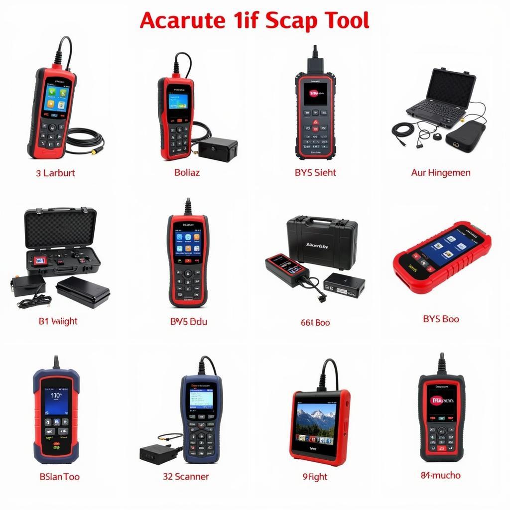 Various scan tools displayed on a workbench