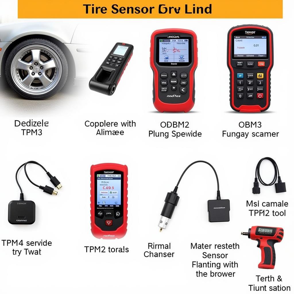 A variety of tire sensor scan tools on display