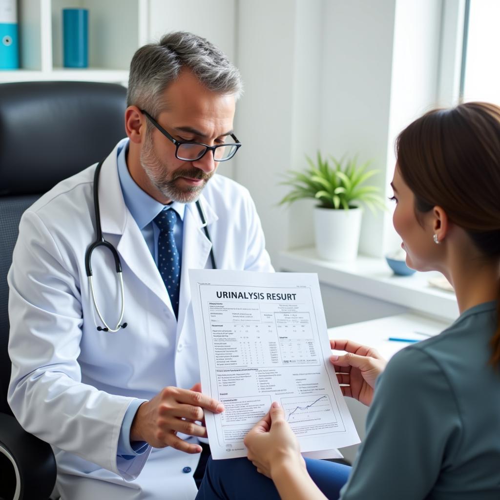 Doctor Reviewing Urinalysis Results with Patient