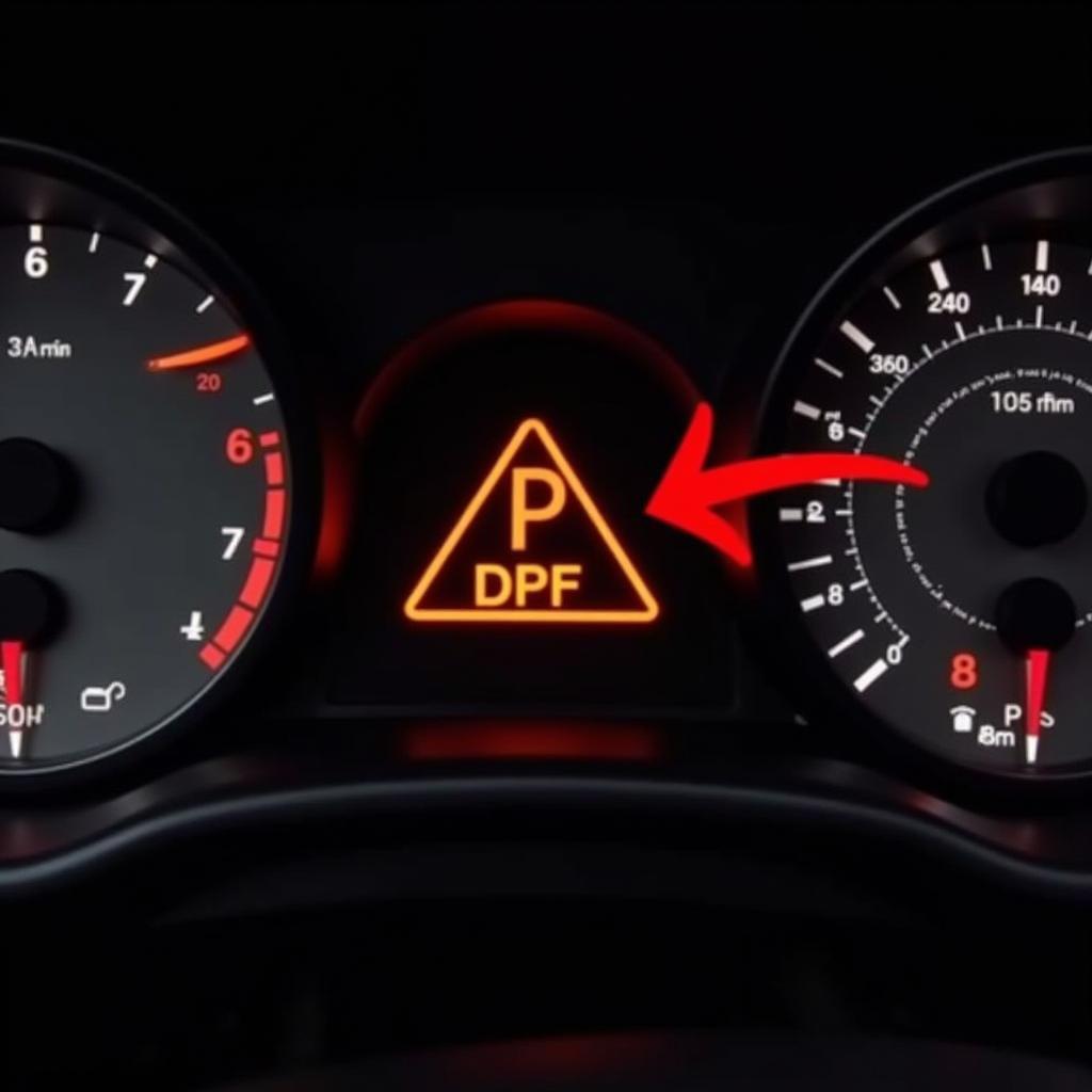 Dashboard Display Showing DPF Warning Light