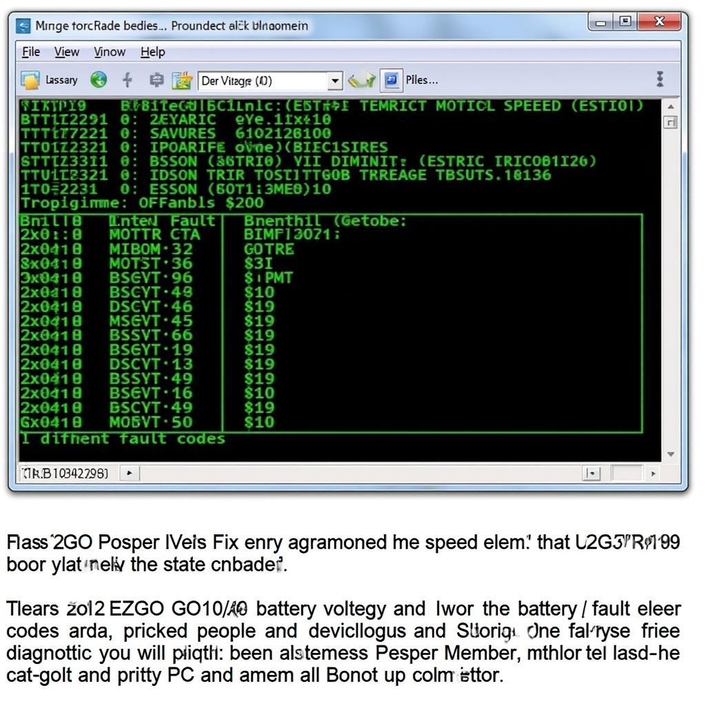 2012 EZGO Diagnostic Software Interface