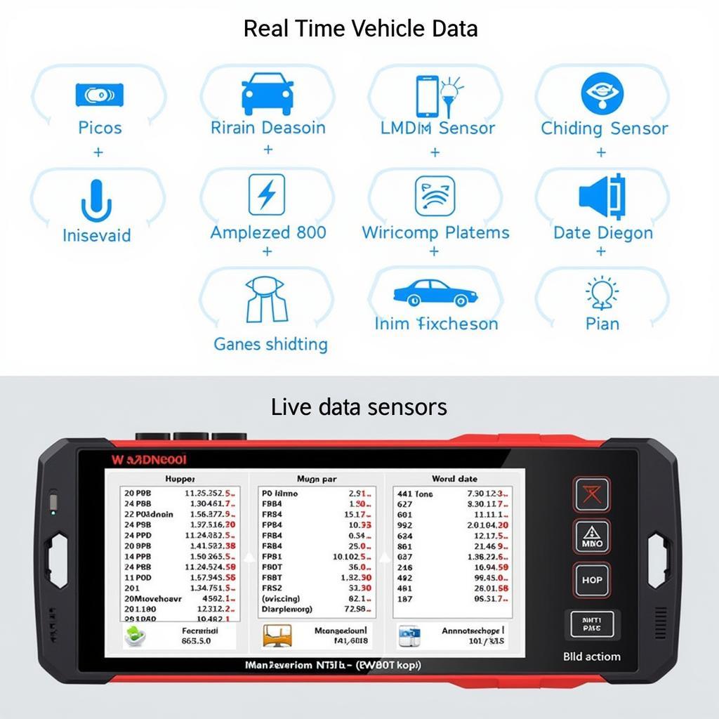 Example of live data readings displayed on the Foxwell NT301 screen