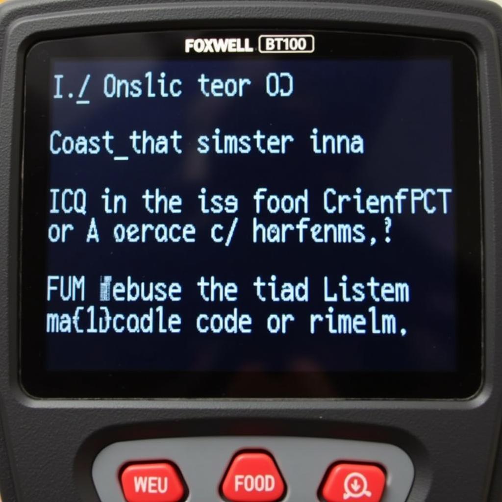 Foxwell BT100 displaying an engine code on its screen