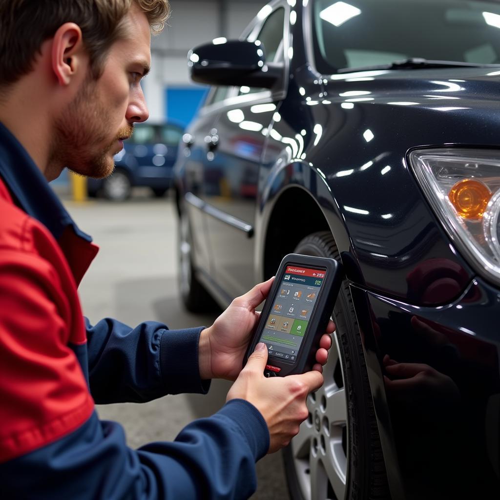 Mechanic Using Foxwell GT80 Plus