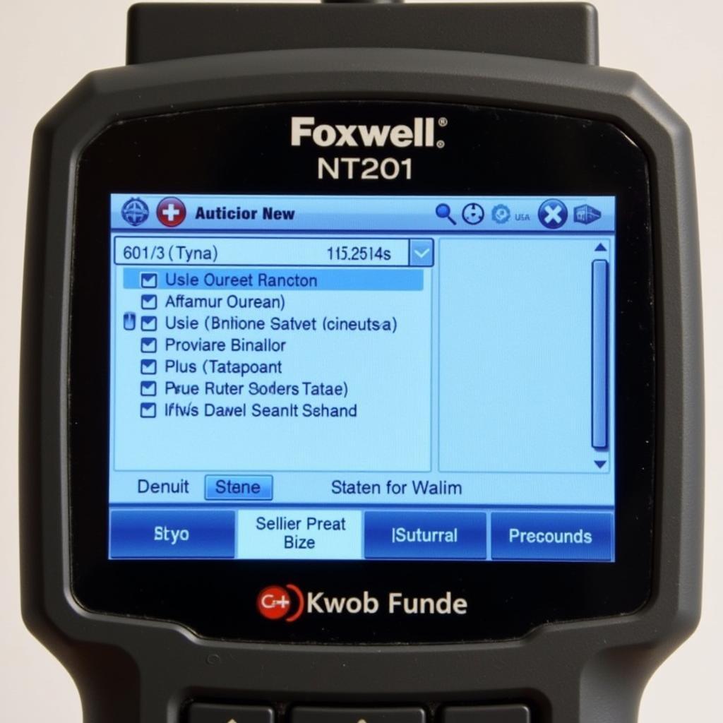 Foxwell NT201 Battery Reset Menu