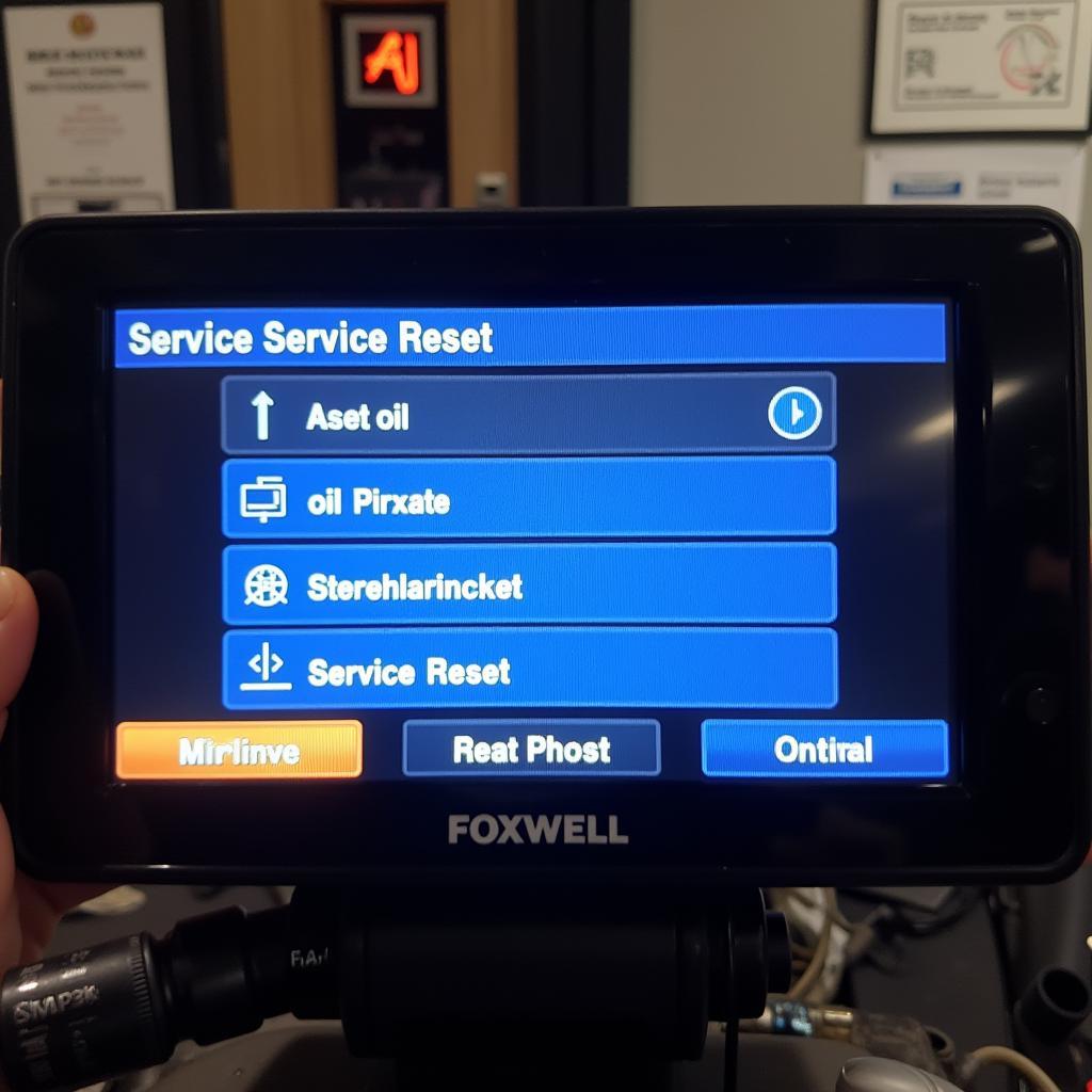 Navigating the Service Reset Menu on Foxwell NT201