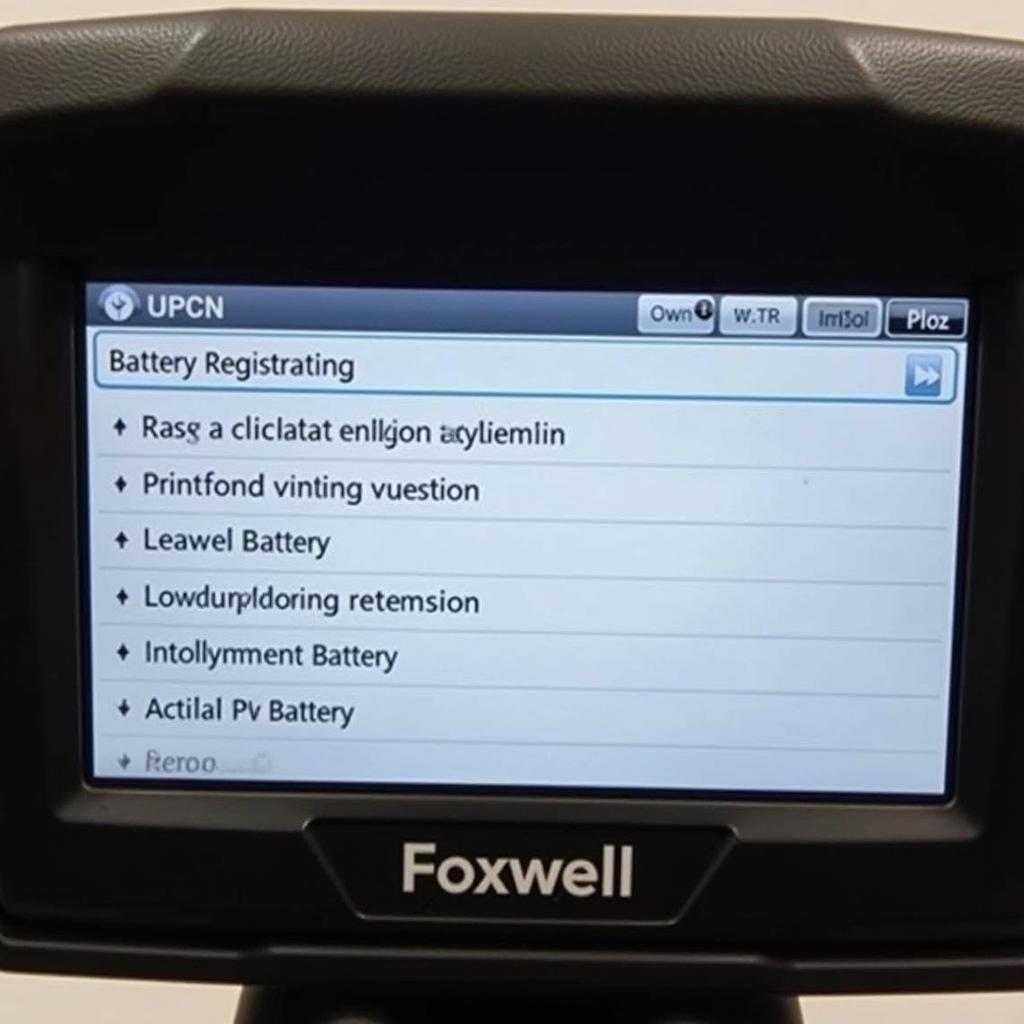 Foxwell NT510 Battery Registration Menu