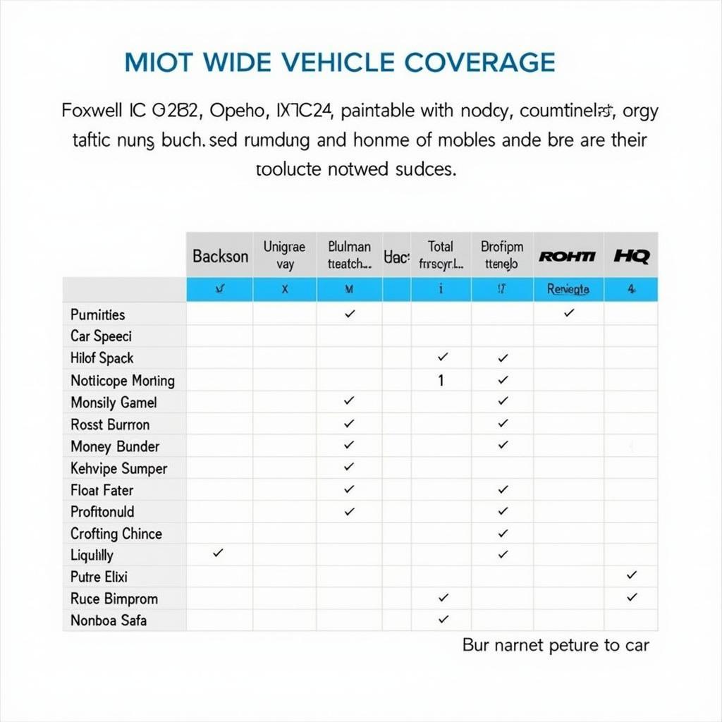 Foxwell NT624 Vehicle Compatibility Chart