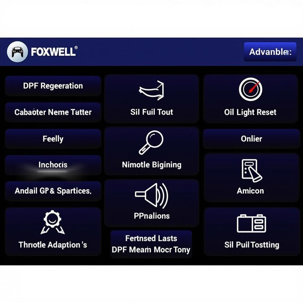 Foxwell NT624 Pro Advanced Functions Menu