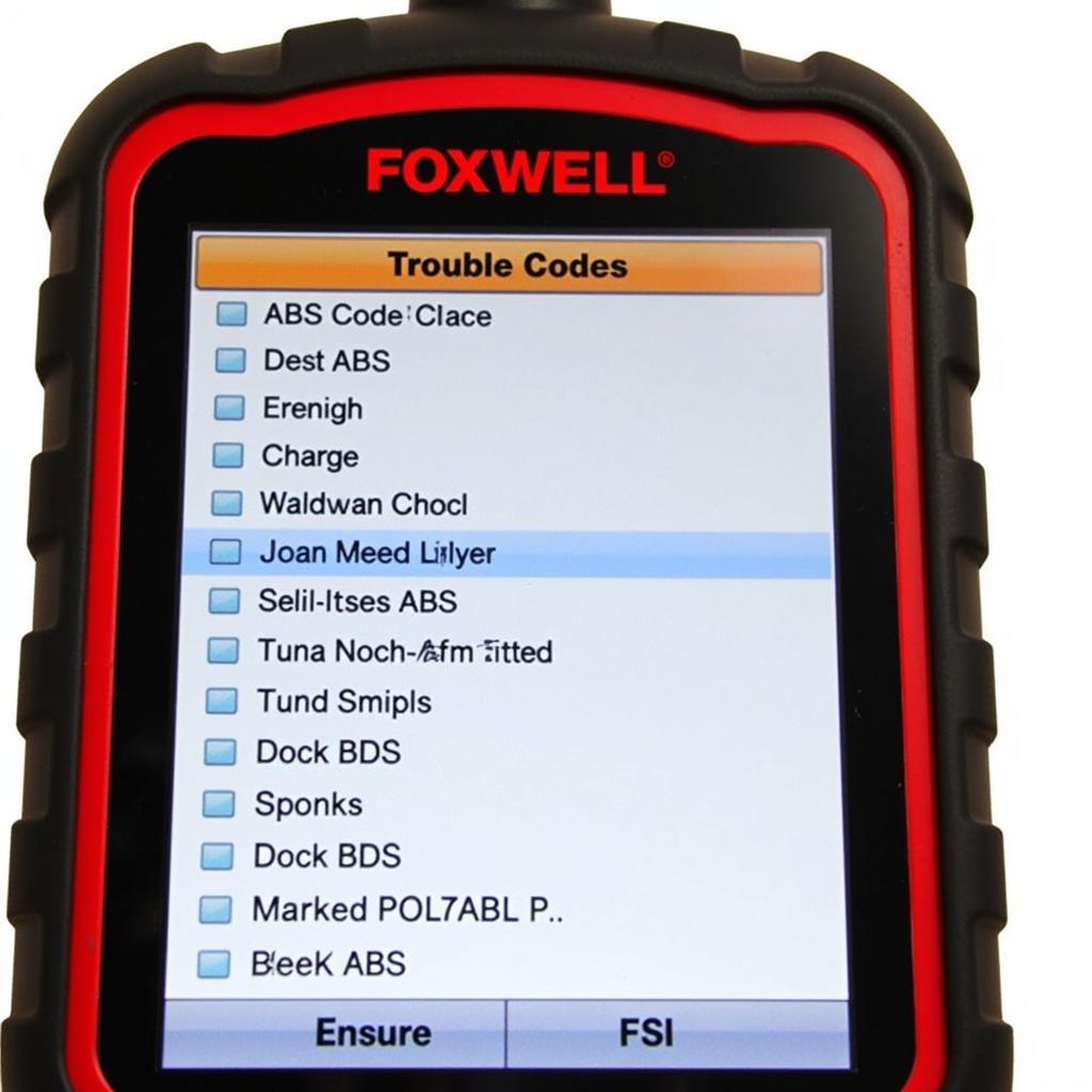 Foxwell NT630 Scanner Displaying ABS Trouble Codes