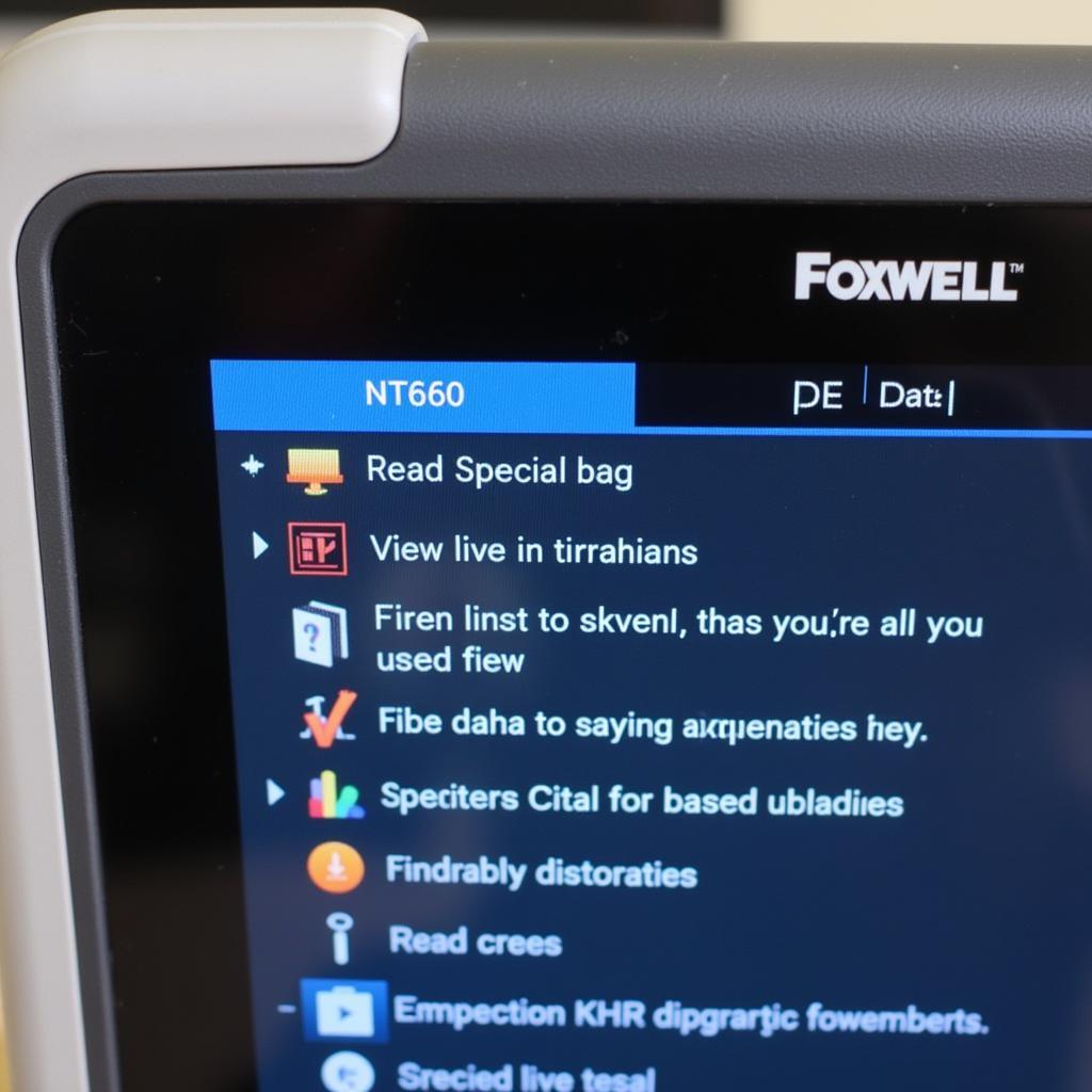 Foxwell NT650 Main Menu Screen