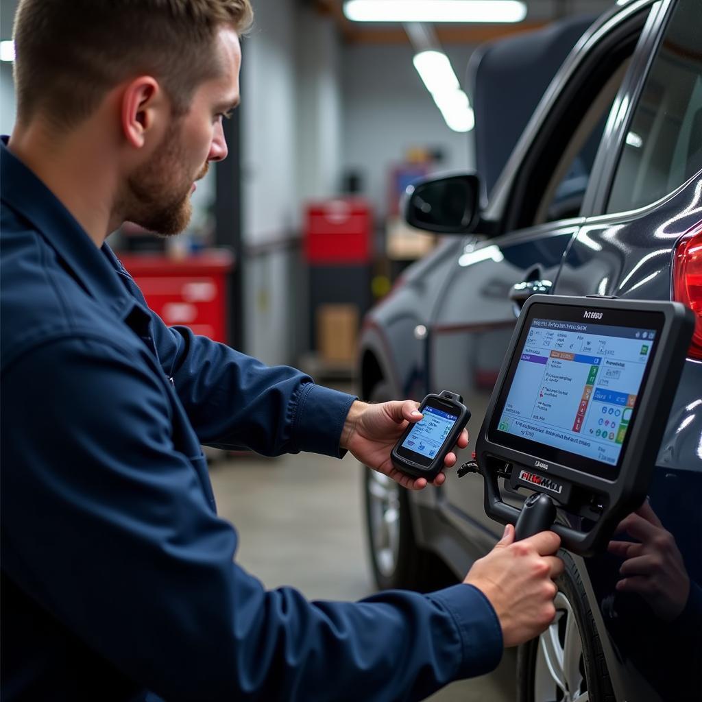 Mechanic Using Foxwell NT809