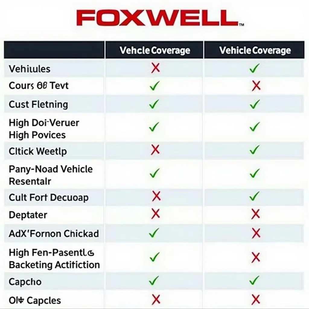 Foxwell Product Comparison Chart