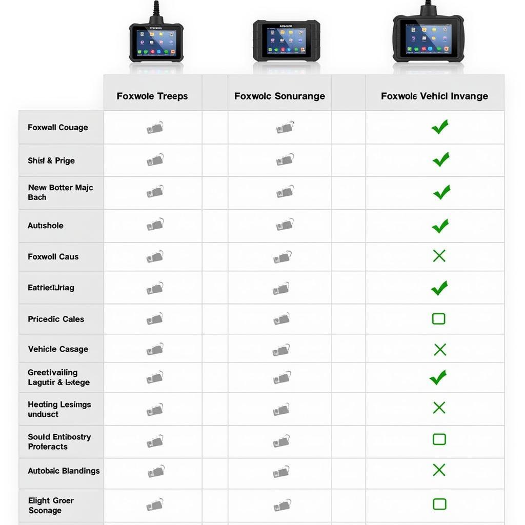 Foxwell Scanner Comparison Chart