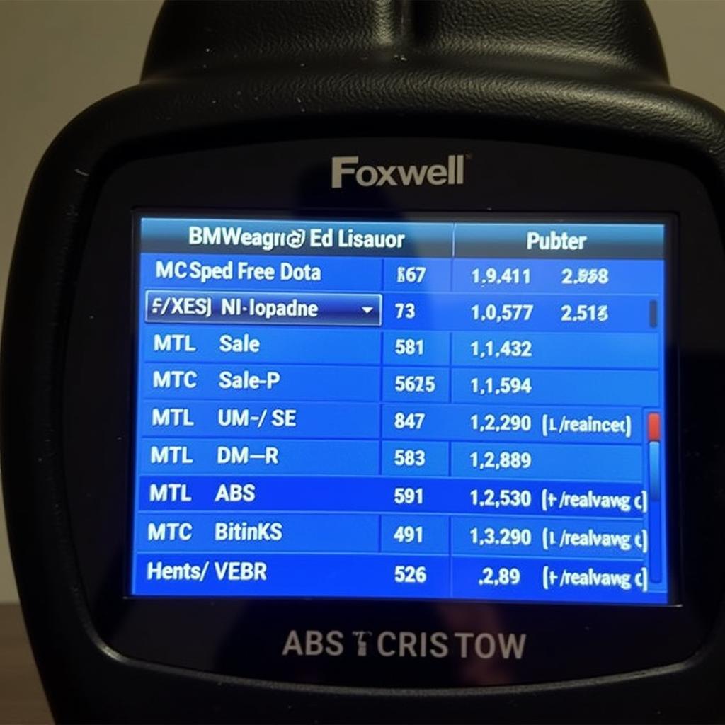 Foxwell Scanner Displaying ABS Live Data