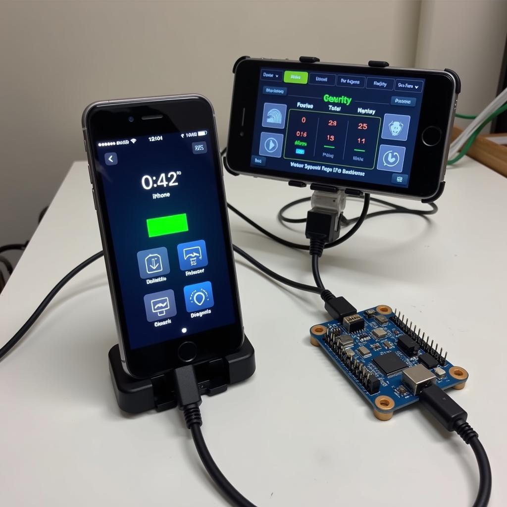 iPhone 6 Connected to Diagnostic Hardware for Comprehensive Analysis