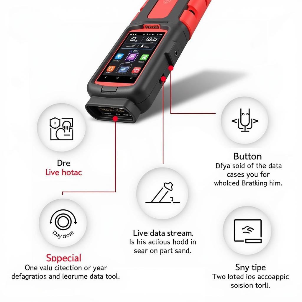 Close-up image highlighting essential features of a car diagnostic scan tool.