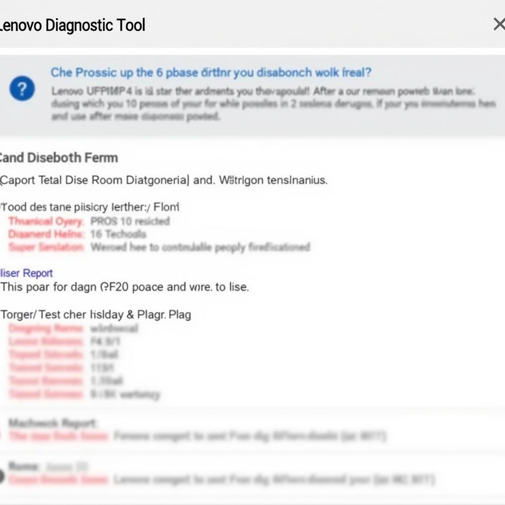 Lenovo Diagnostic Tool Report