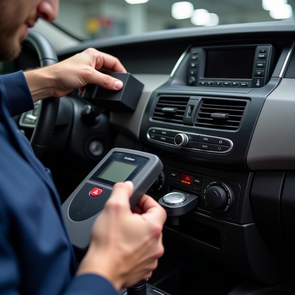 Mechanic Connecting Car Key Code Scanner