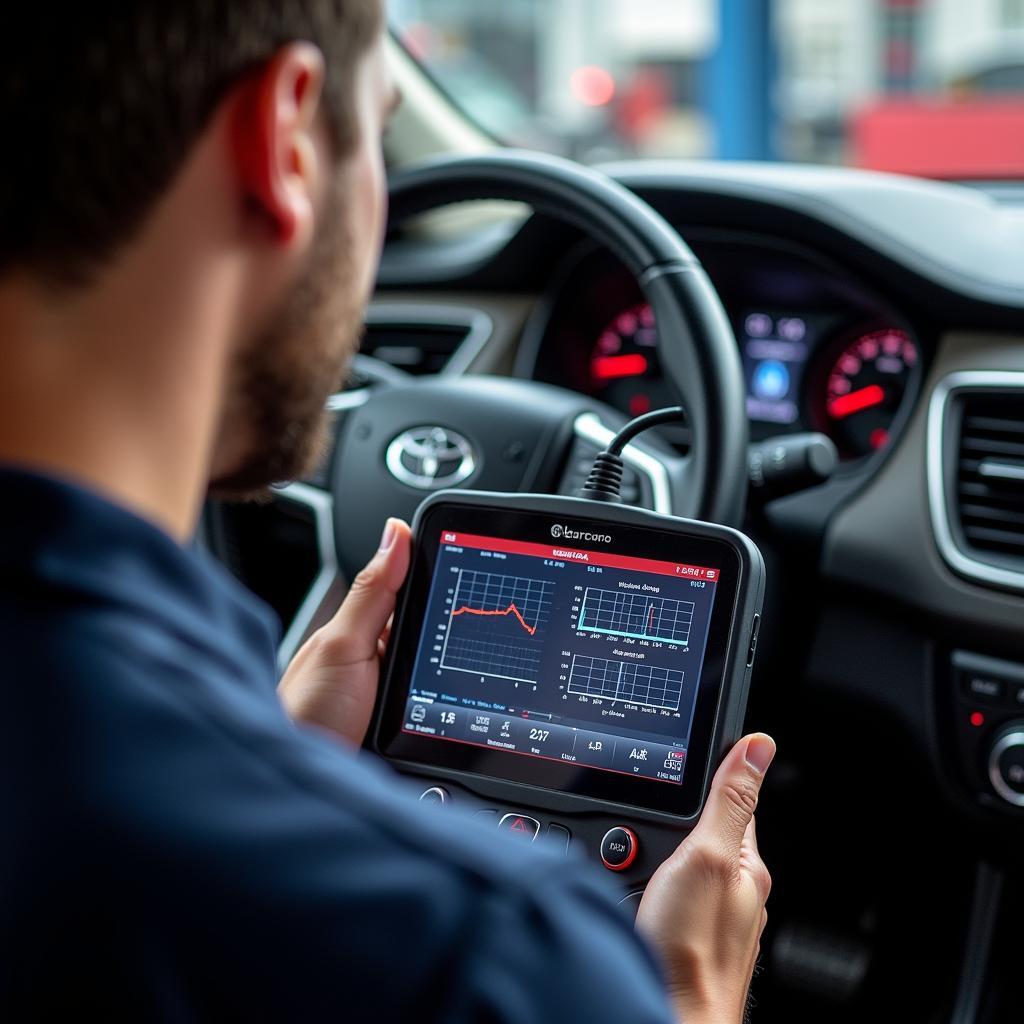 Mechanic Diagnosing a Vehicle