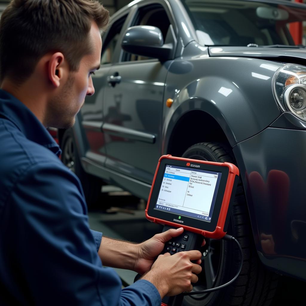 Mechanic Analyzing Transmission Data