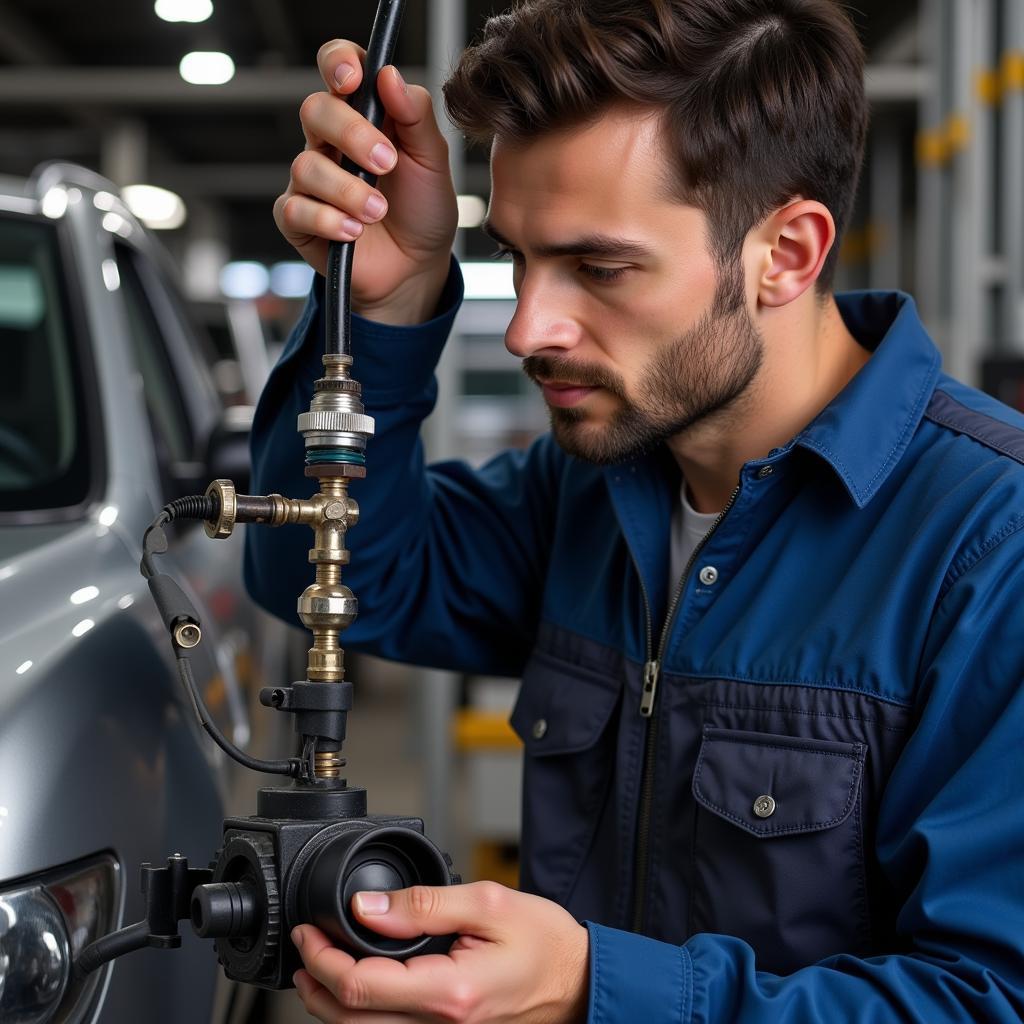 Mechanic Inspecting Fuel Lines