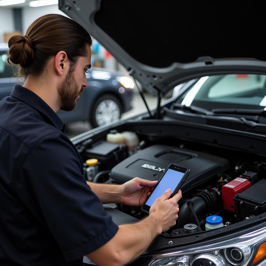 Mechanic Using Carly Scanner