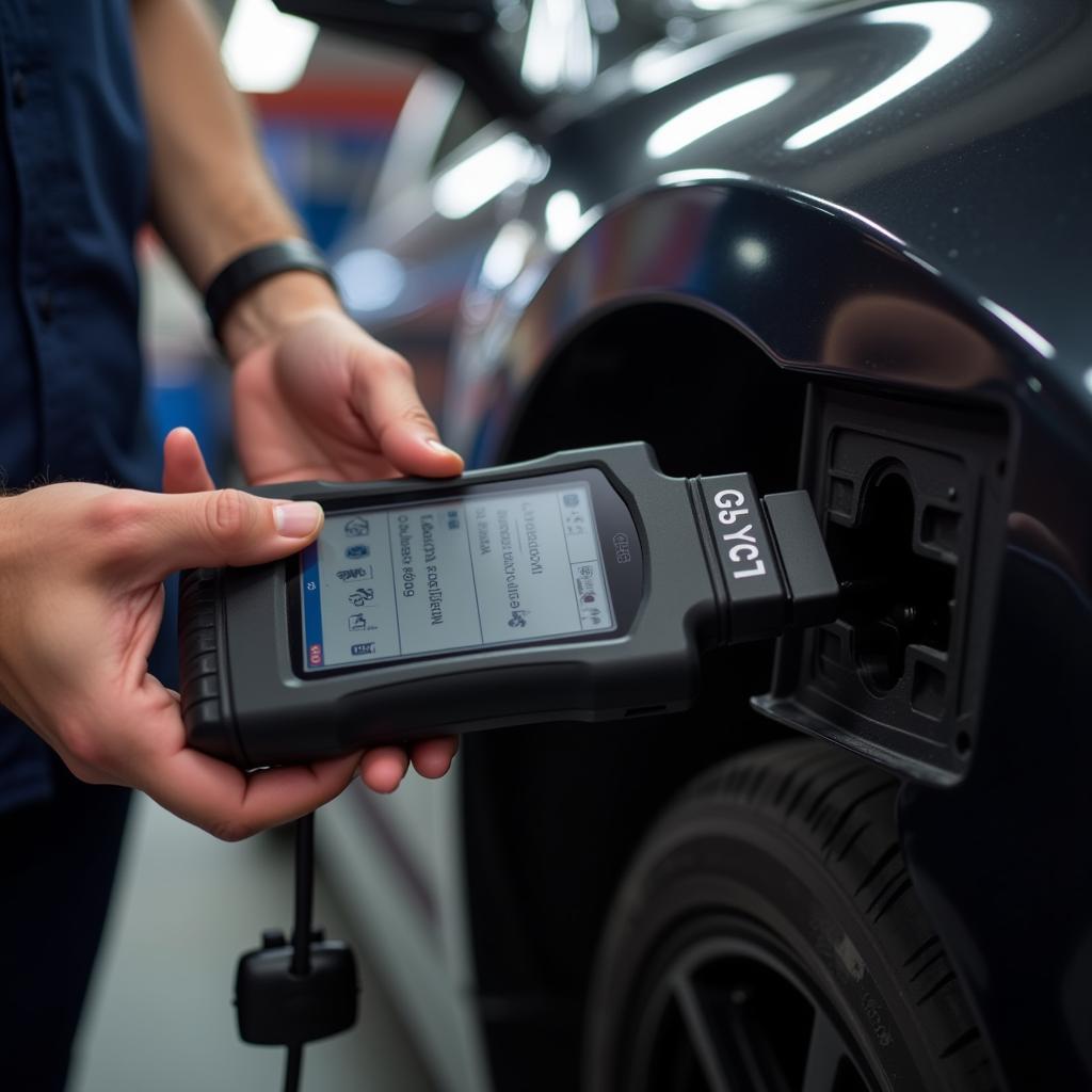 Mechanic Utilizing a Cloud-Based Diagnostic Scanner