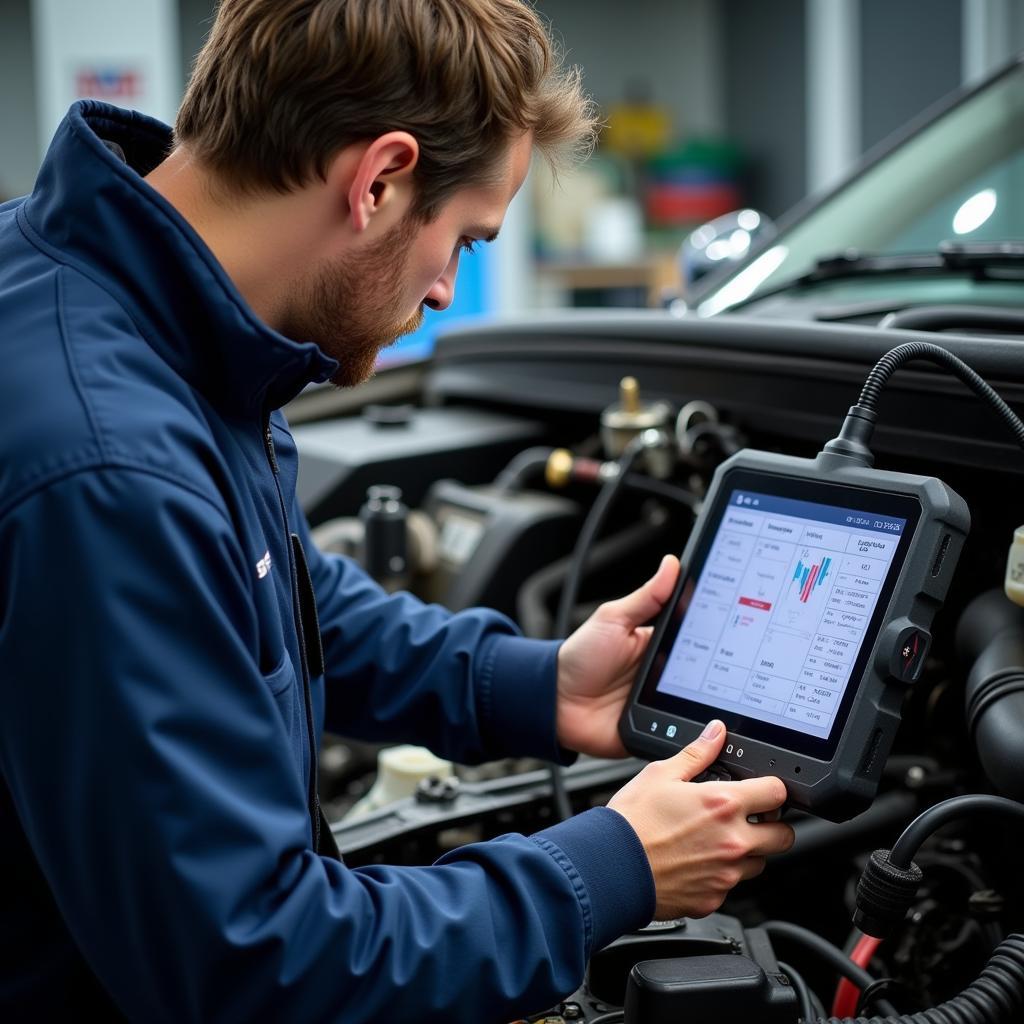 Mechanic Using Diagnostic Tool