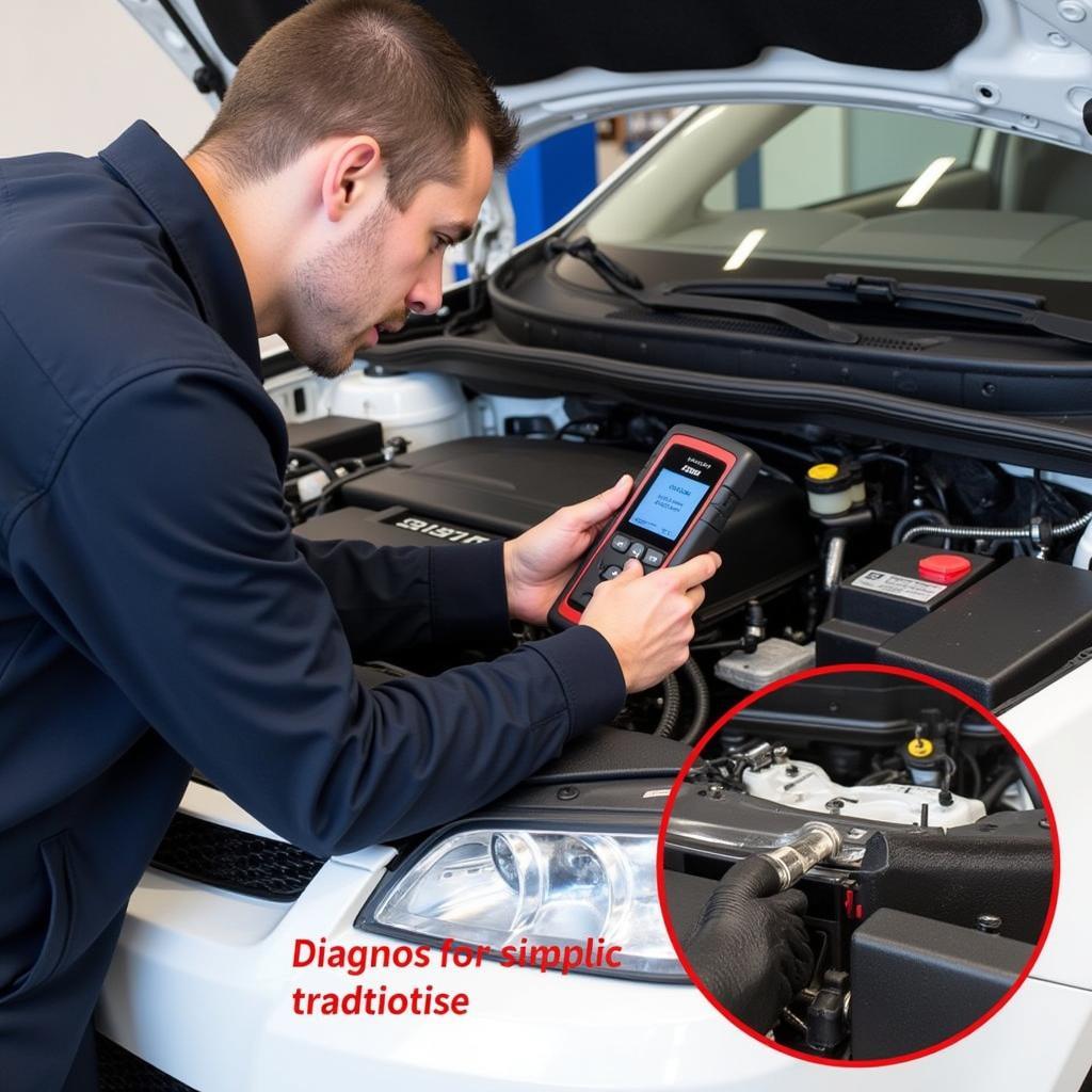 Mechanic Using Foxwell NT200 OBD2 Scanner